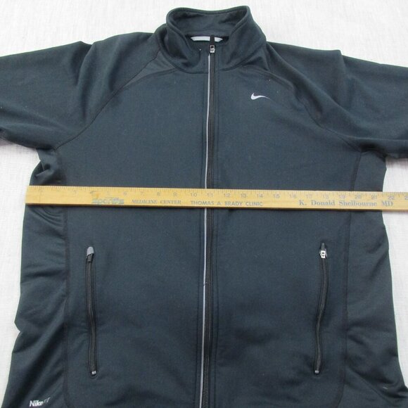 Nike Track Jacket Womens Large Dark Grey Fleece Lined Fit Dry Long Sleeve Zip-Up - Picture 10 of 11